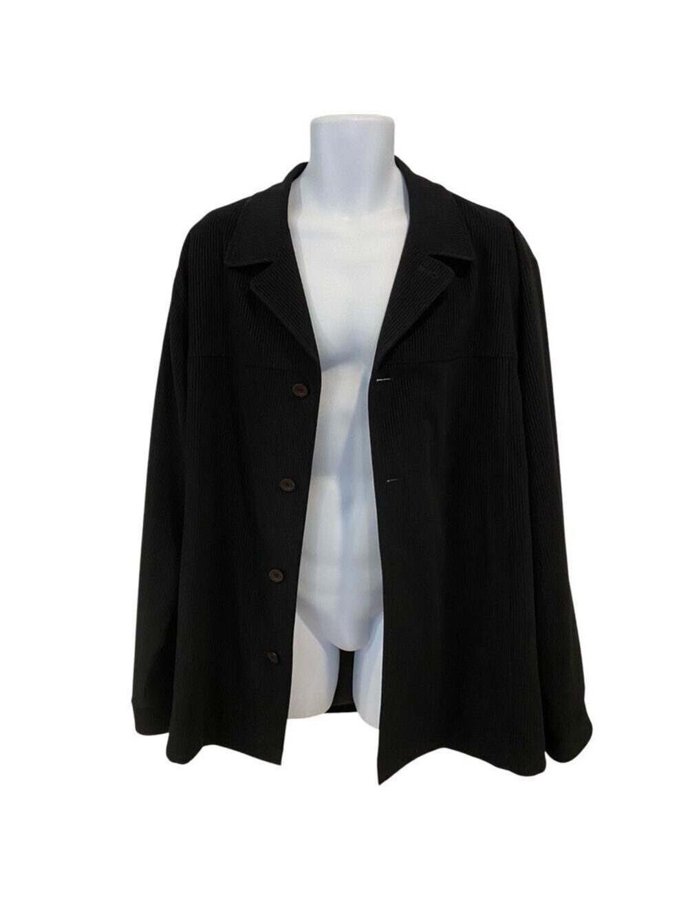 MASSIMO MODA Men XL Black Fine Ribbed Jacket 90s Y2K Retro Smart Casual
